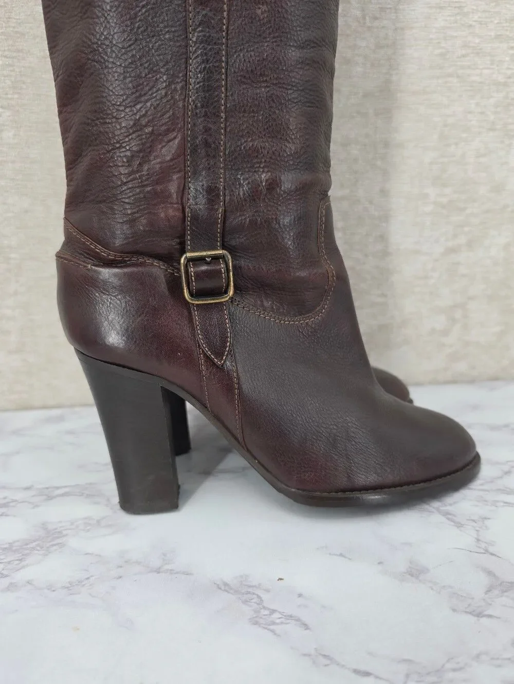 J. Crew Women's Tall Brown Italian Leather Heeled Boots